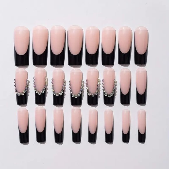 24pcs Sparkling Pink French Tip Fake Nails - Perfect For Everyday Glam & Special - Picture 2 of 4